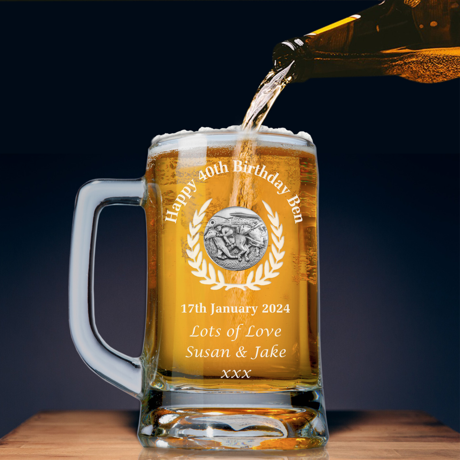 Horse Racing Engraved Pint Tankard 30th 40th 50th Birthday Lager Glass Beer Mug