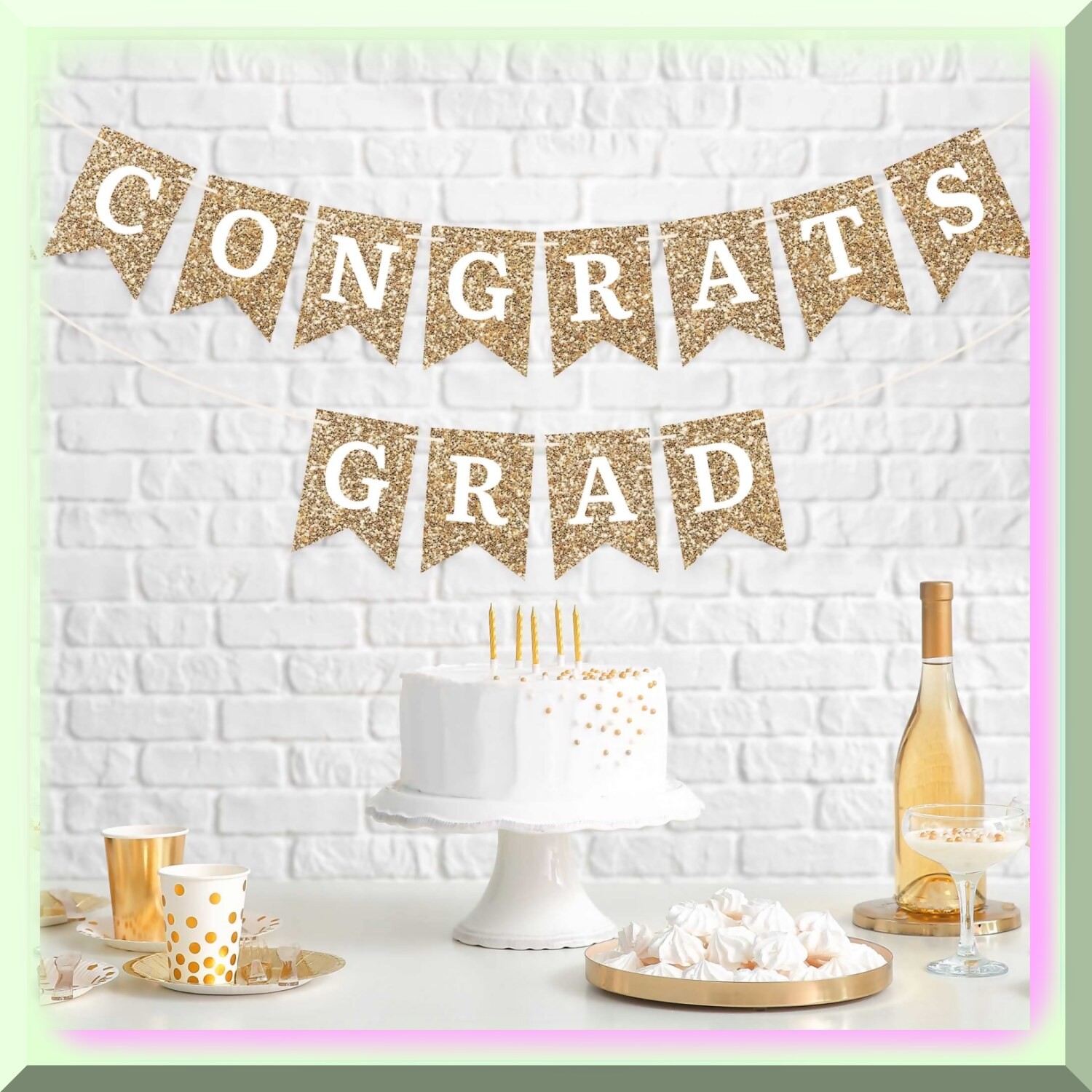 Graduation Celebration Banner with Glitter Garland