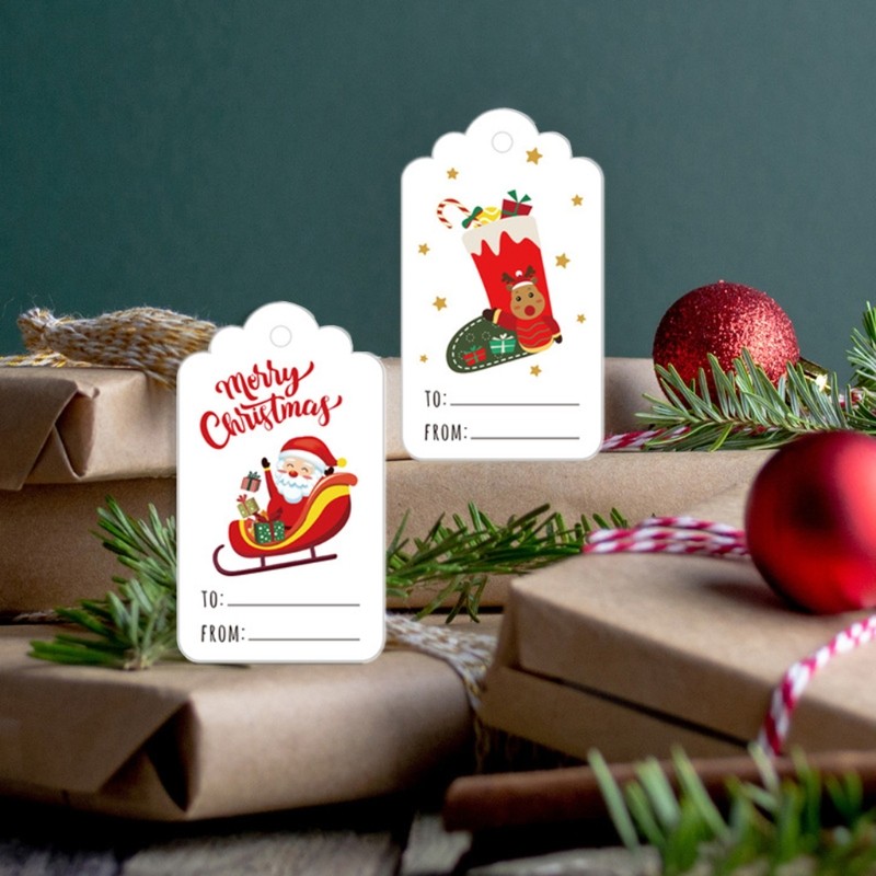 150 Pcs Christmas Paper Tags DIY Painted Cartoon Handmade Tree Decor Cards
