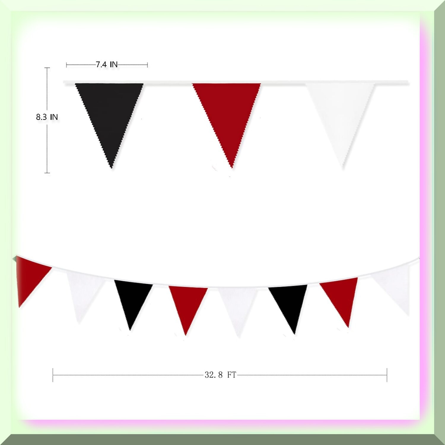 Colorful Fabric Triangle Flag Bunting 36 Flags 32.8ft