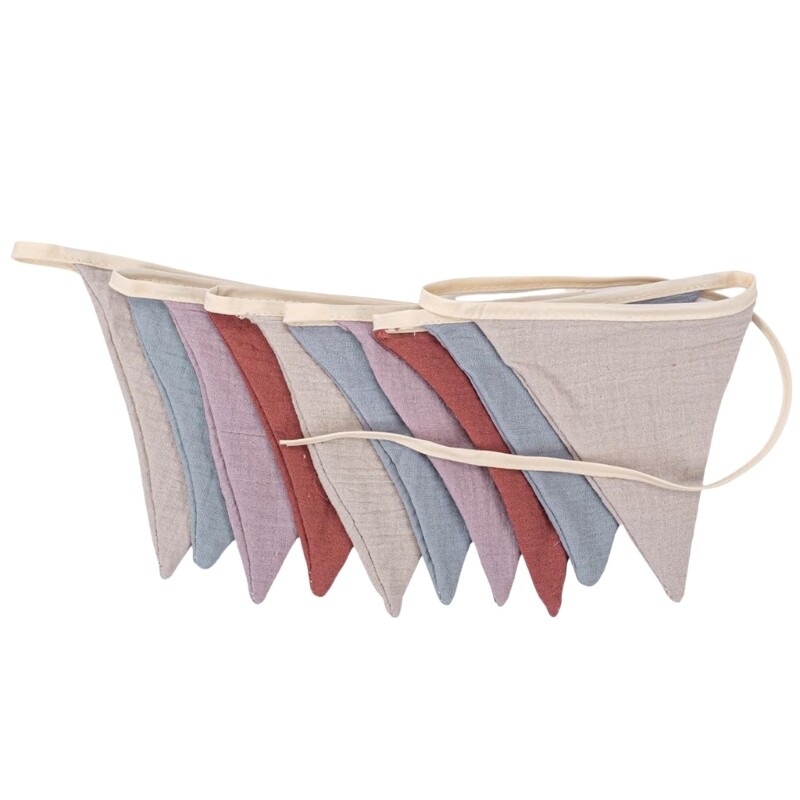 Nursery Bunting Soft Cotton Hanging Banners Flags Garlands Baby Room Decoration
