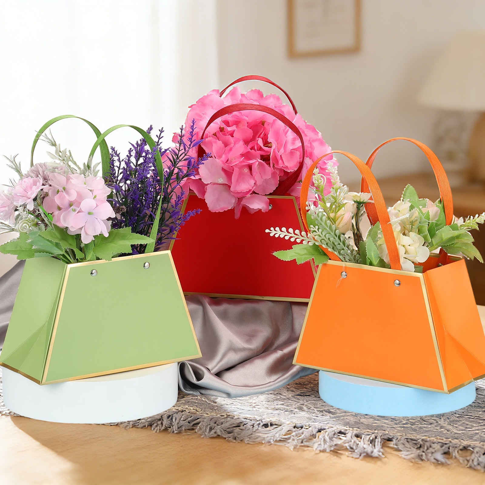12 Pcs Flower Gift Bags Bouquet Wrapping Bag Paper Bouquet Bag Boxes White