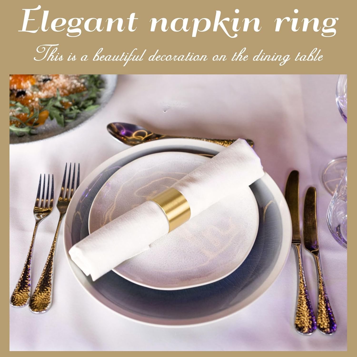 Solid Brass Napkin Rings Set of 6 Natural Brass Color Ring Retro Style Dining