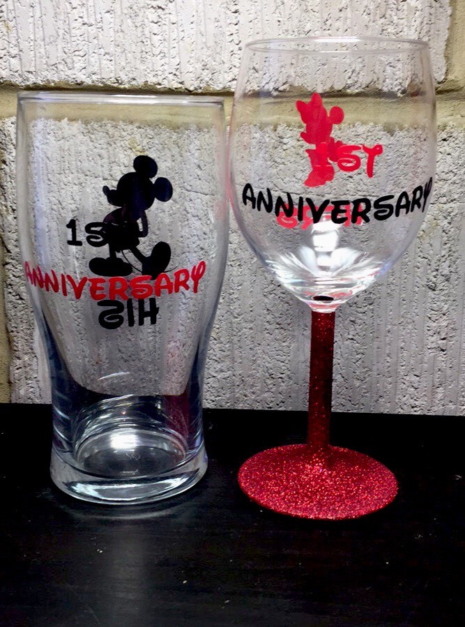 Personalised Character Glasses, Disney, Anniversary, Wedding, Gift