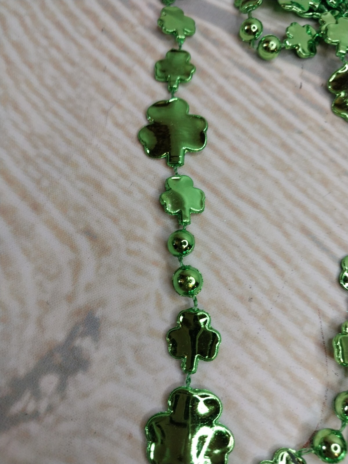 ~New! 6 Metallic Shamrock Beads Necklace Irish Bike Rally Mardi Gras Bead Party