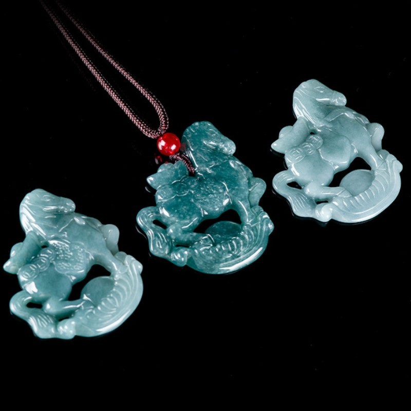 Year of The Horse 2026 Jade Jadeite Figurine Zodiac Amulet Gift Unisex Men Women