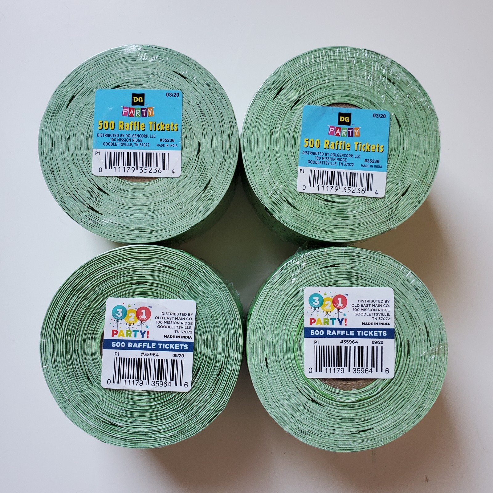 4 Rolls Raffle Tickets Roll of 500 Double Stub Split The Pot 50/50 Made USA Lot