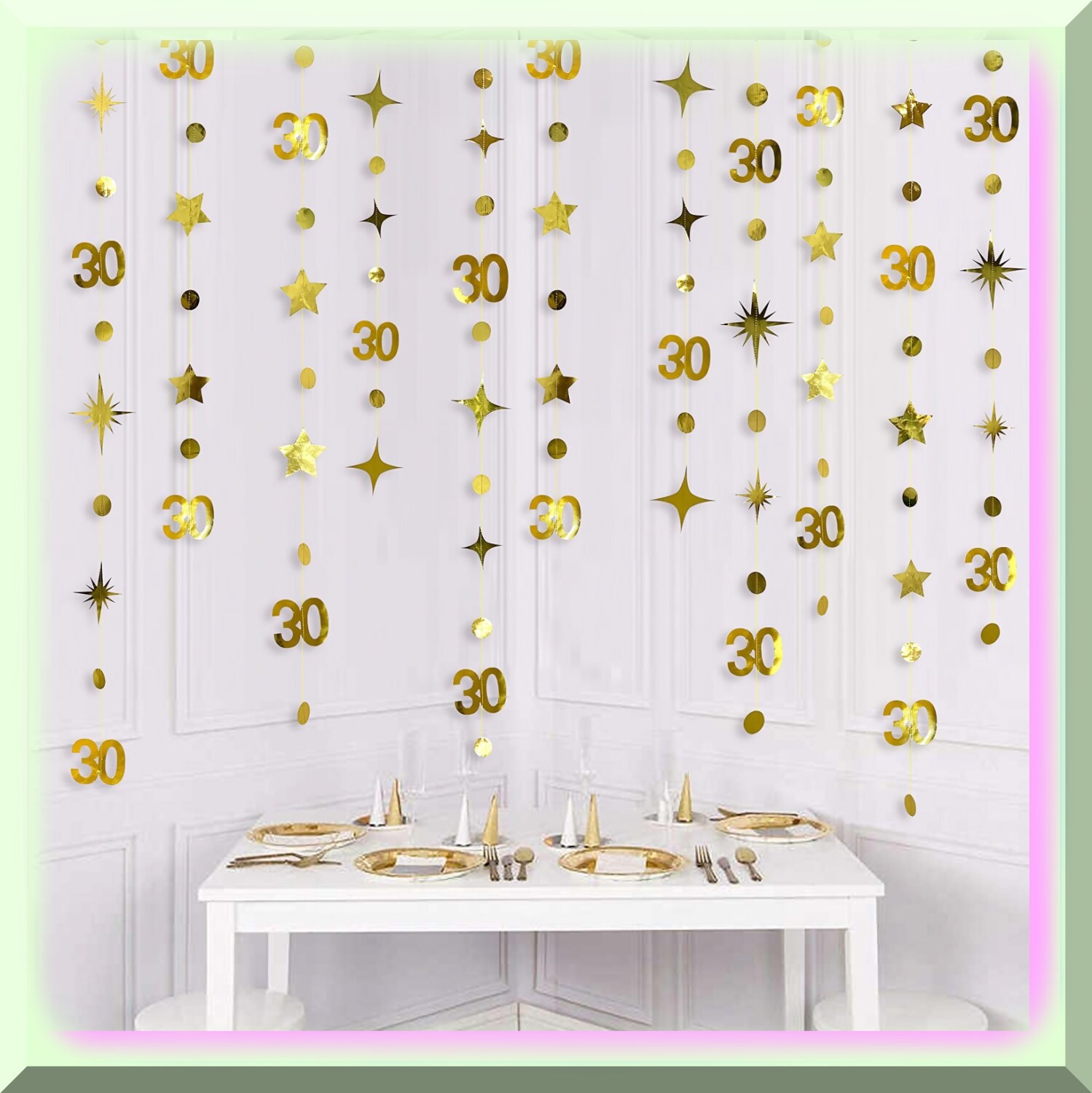 30th Birthday Metallic Garland Set