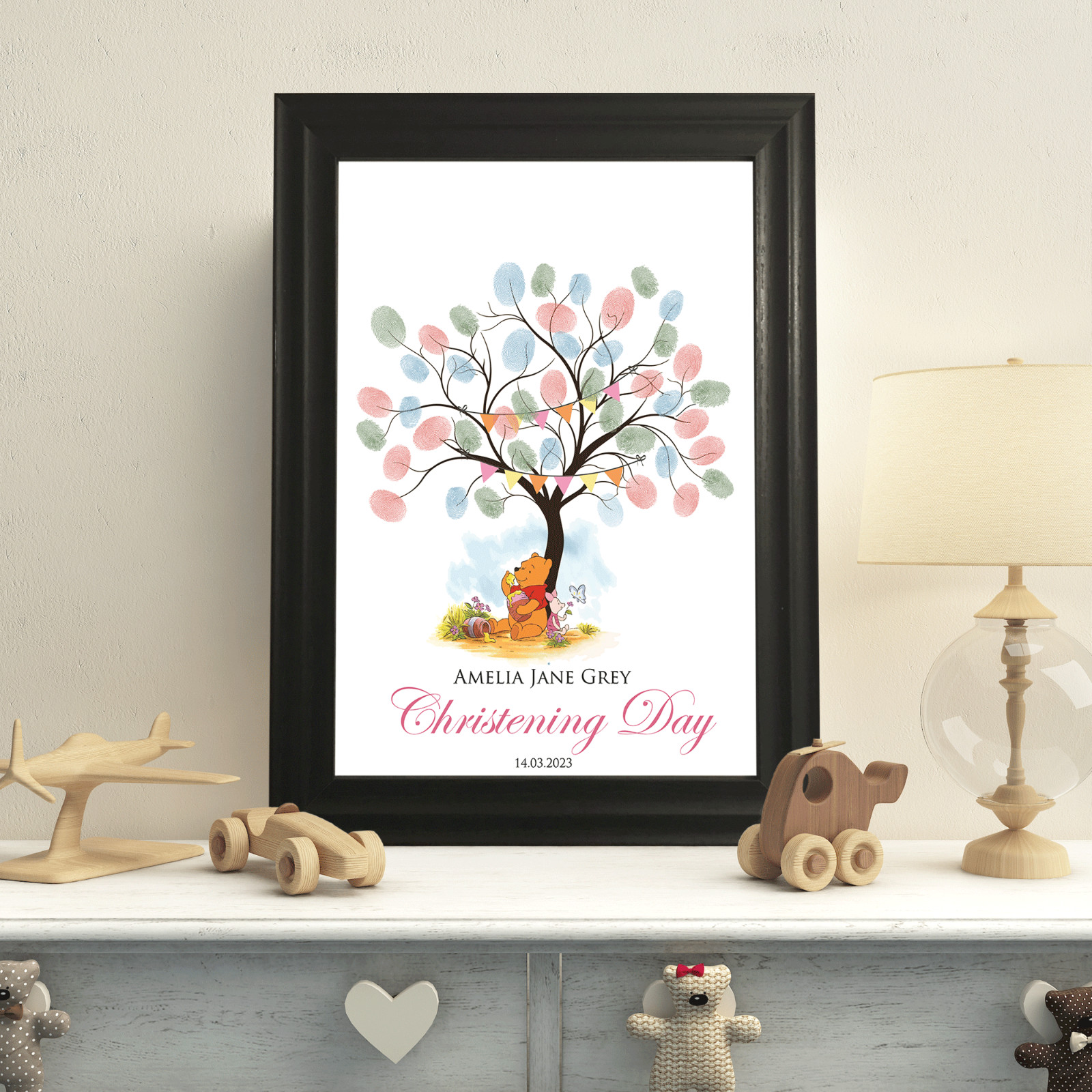 Winnie the Pooh Instant Download Editable Finger Print Tree Nursery Gift Idea