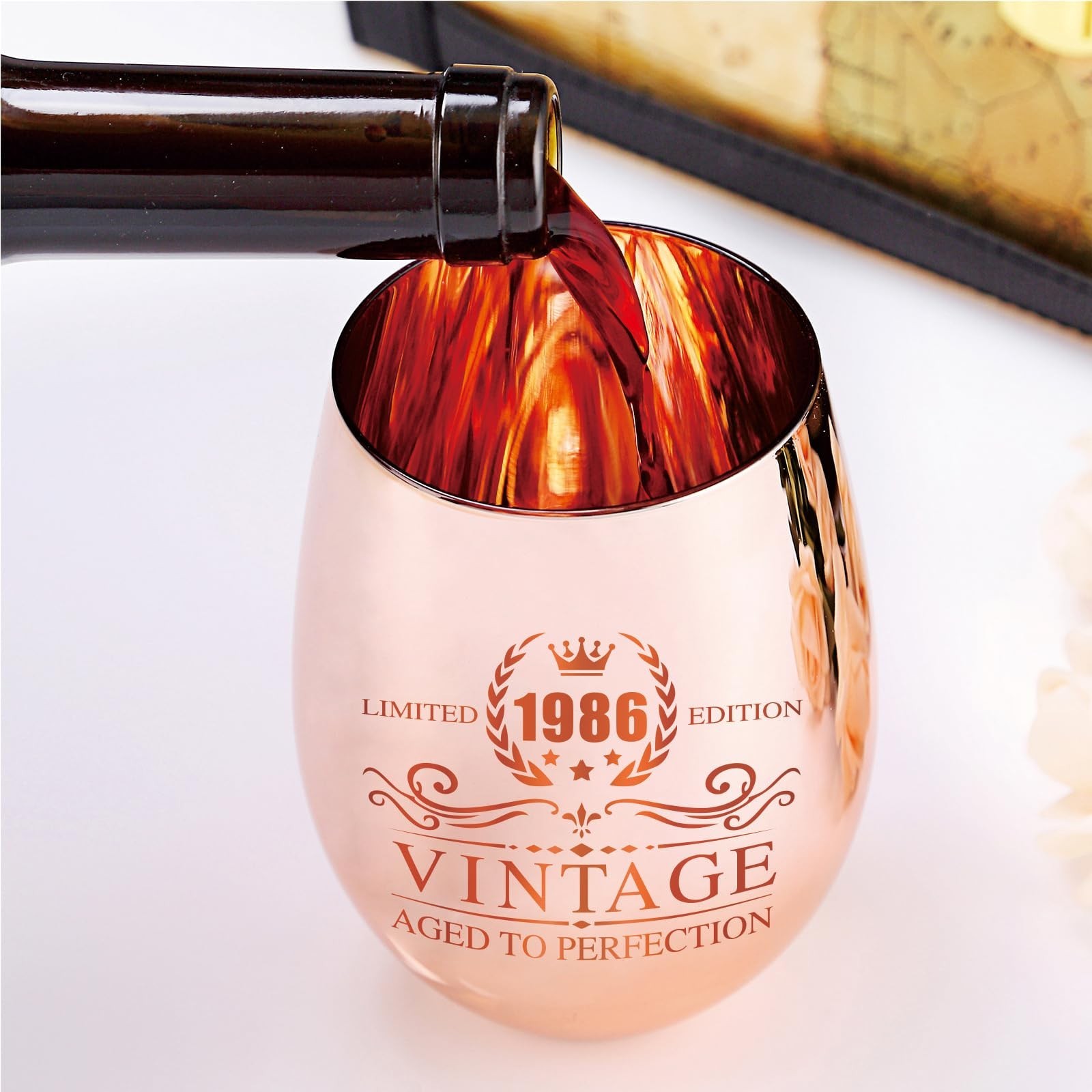 40th Birthday Gifts for Women – Vintage 1986 Wine Glass – 40th Birthday Decor…