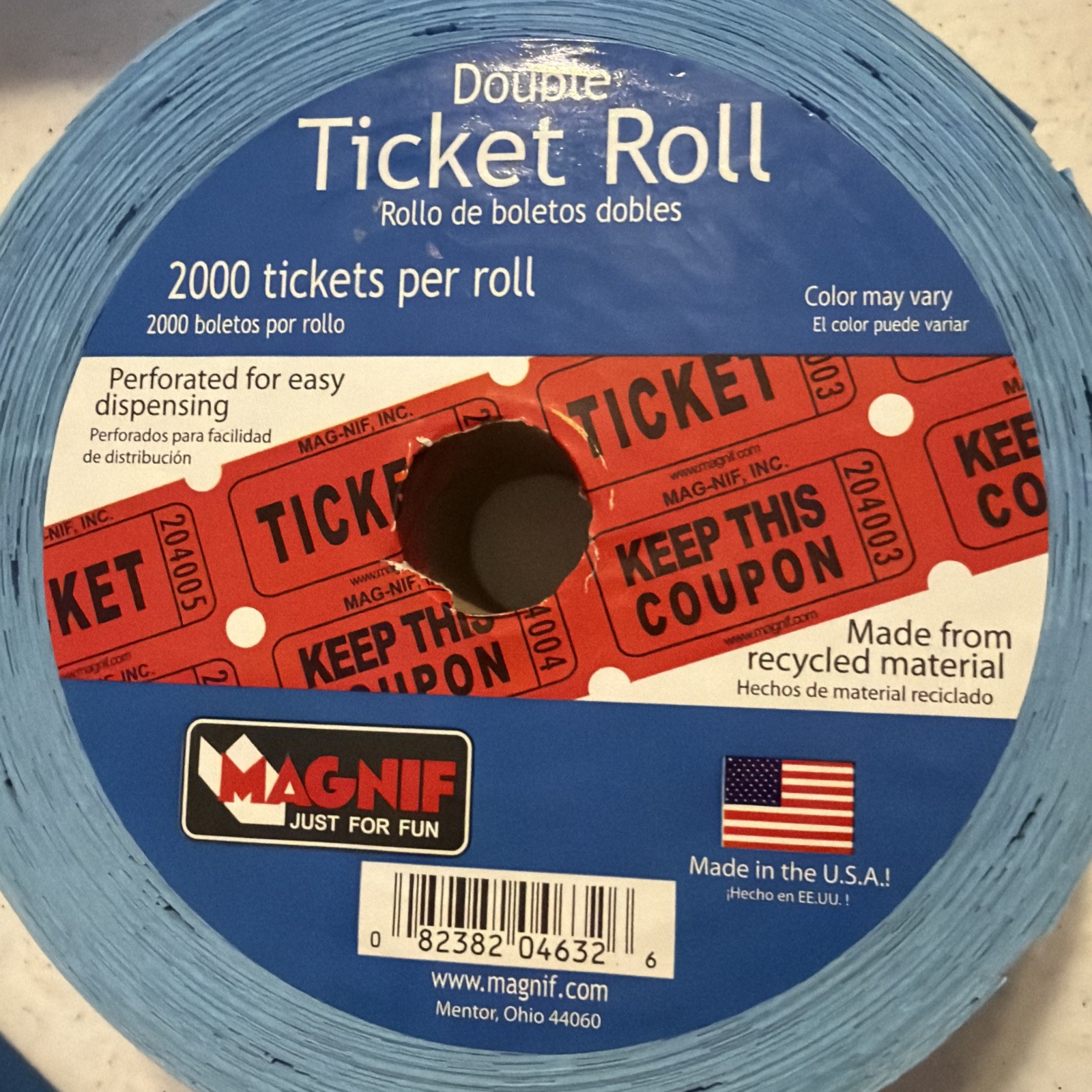 Raffle Tickets Double Stub Roll of 2000 Split the Pot 50/50 Carnival Events