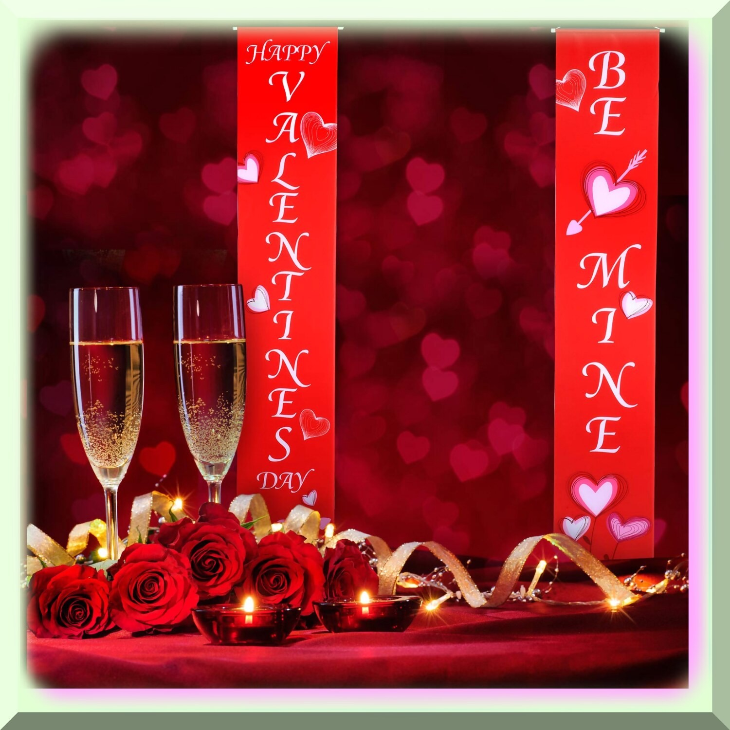 Valentine’s Day Decor Set with Heart Garden Flag Porch Sign