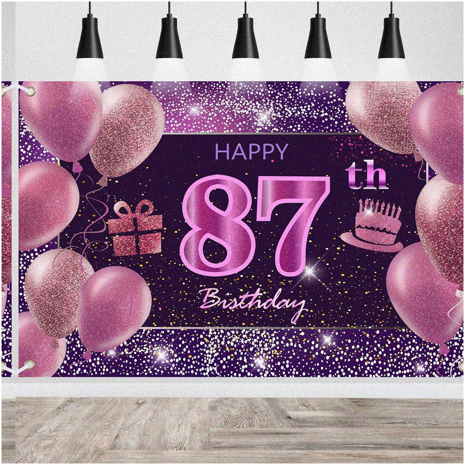 Pink 87th Birthday Celebration Banner