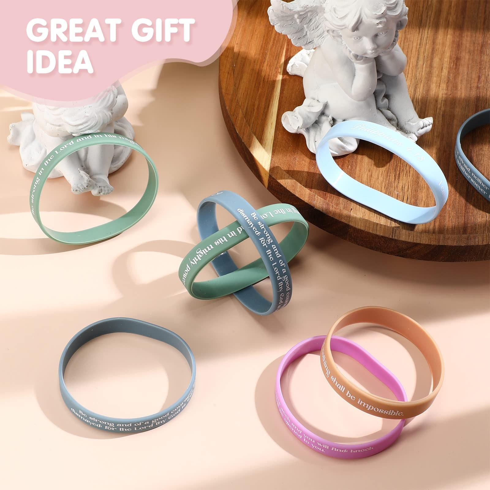 36 Pieces Christian Bible Bracelets Rubber Bible Verse Bracelets Religious Si…