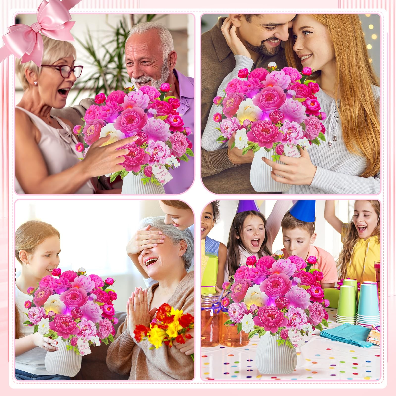 MZD8391 Birthday Cards with MUSIC & LIGHTS, Pop Up 12 inches, Multicolor