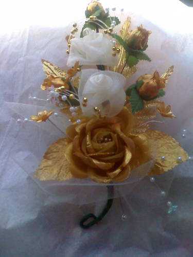 50th anniversary gold white ivory boutonniere corsage