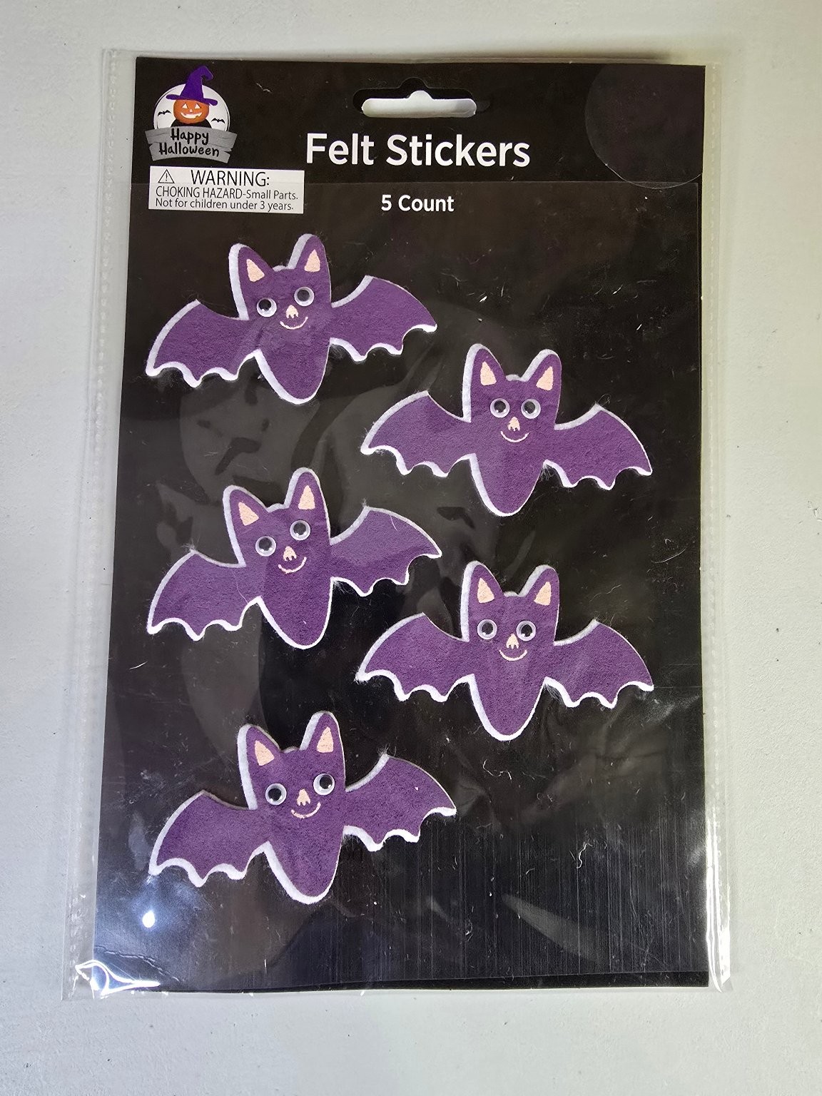 Global Craft Co. Halloween Felt Stickers Purple Bats 5 Count