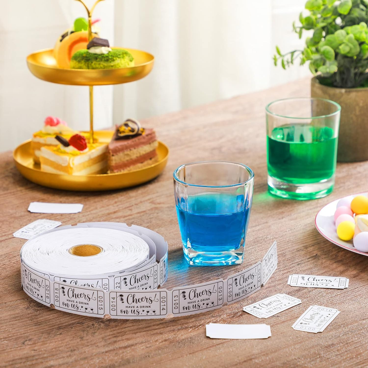 1000 Pcs Drink Raffle Tickets 2″ x 1″ White Drink Tickets Single Roll for Wed…
