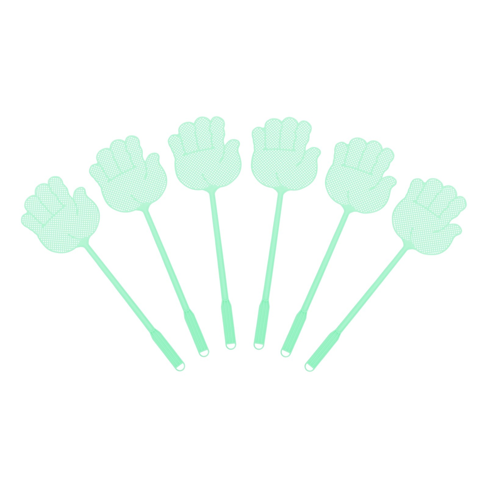 6pcs for Fly Swatter 15x14cm Plastic Manual Heavy Duty Long Handle Green