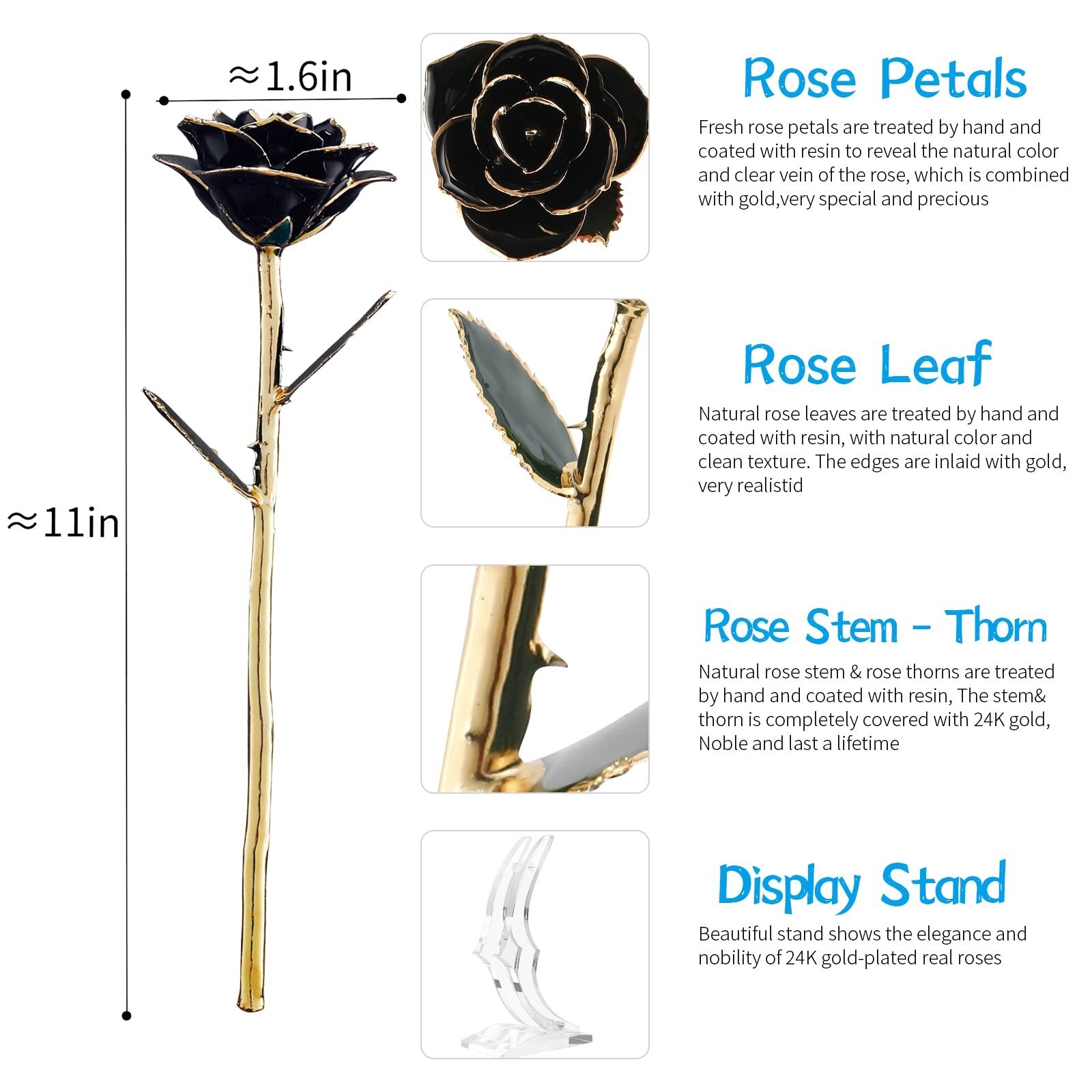 Anniversary Birthday Gifts for Women Forever Gold Dipped Rose Christmas Women…