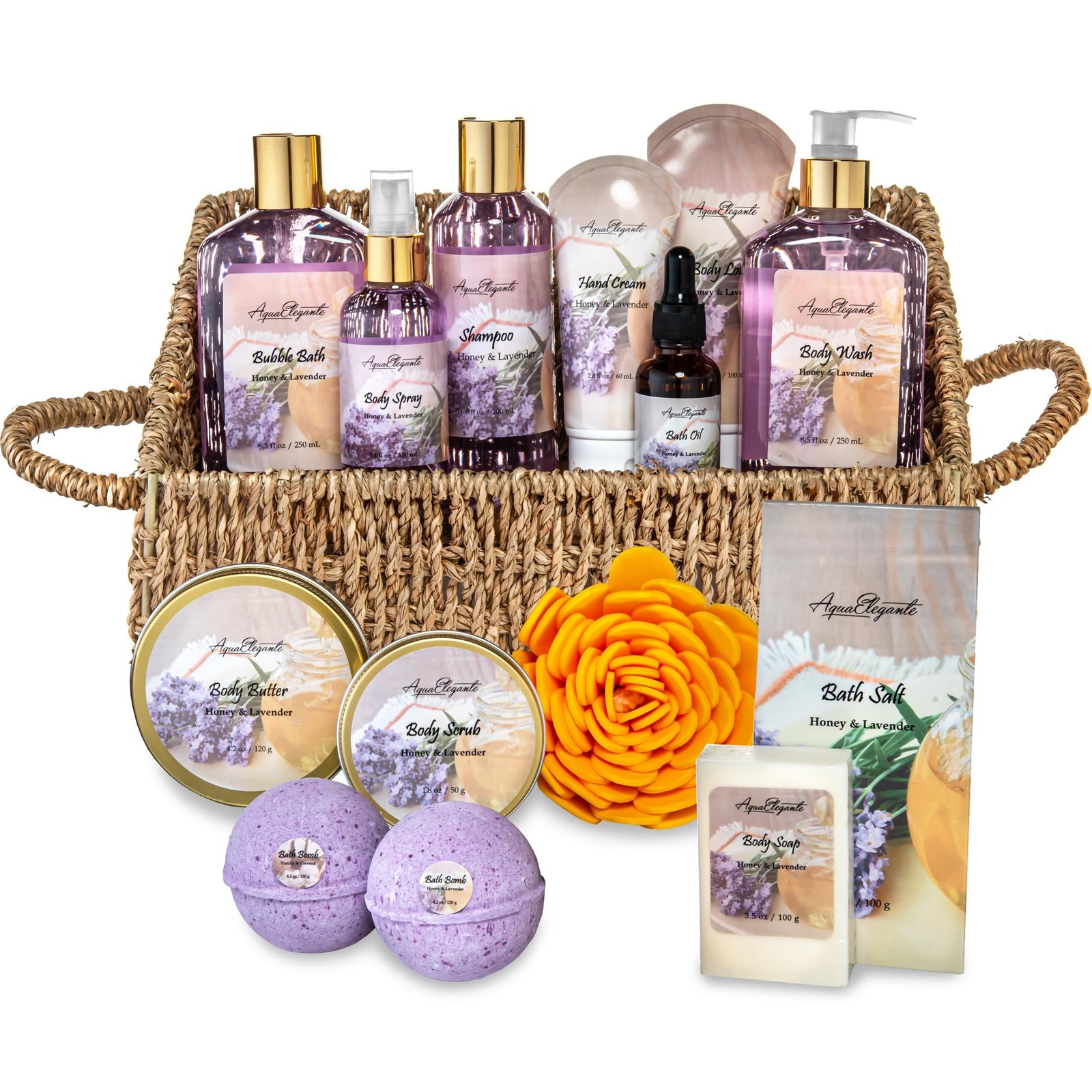 Bath Spa Gift Sets – Luxury Basket With Honey & Lavender – Spa Kit … Fast Ship