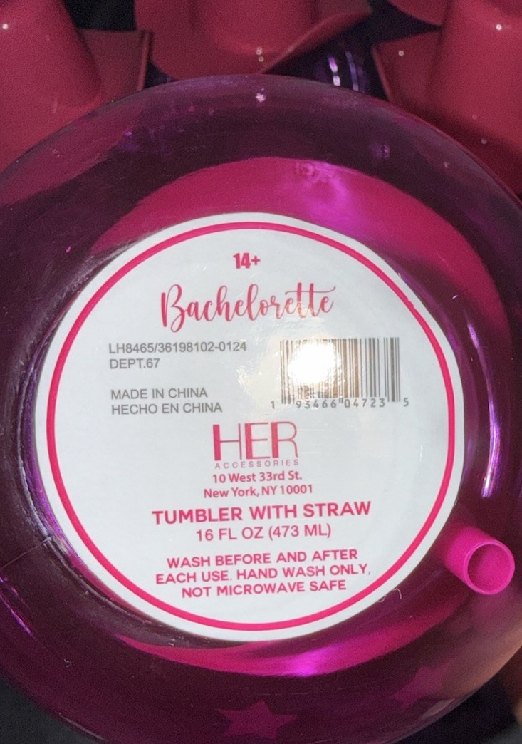 Bachelorette Cowgirl Hat Tumbler Cups Pink Purple 16 oz w/ Straw Set of 5