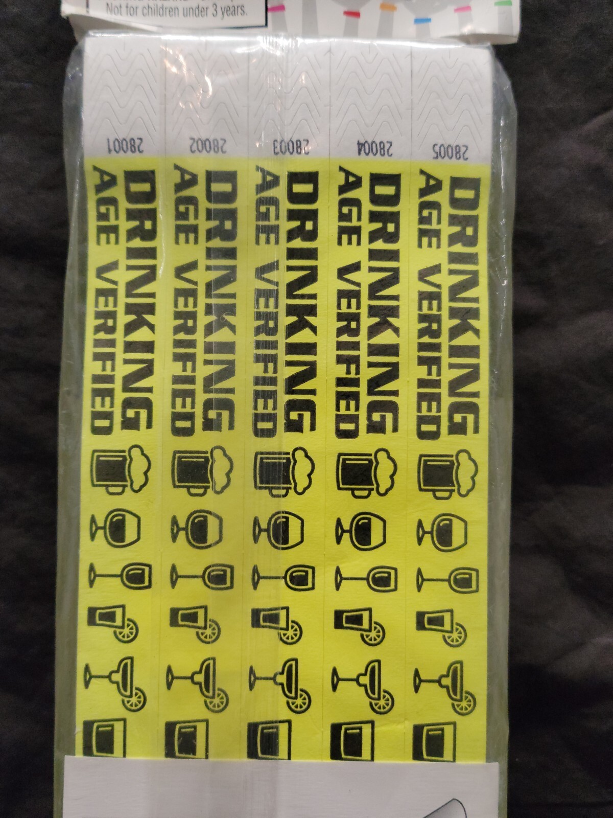 Amscan Yellow Wristbands 500 Count Drinking Age Verified New