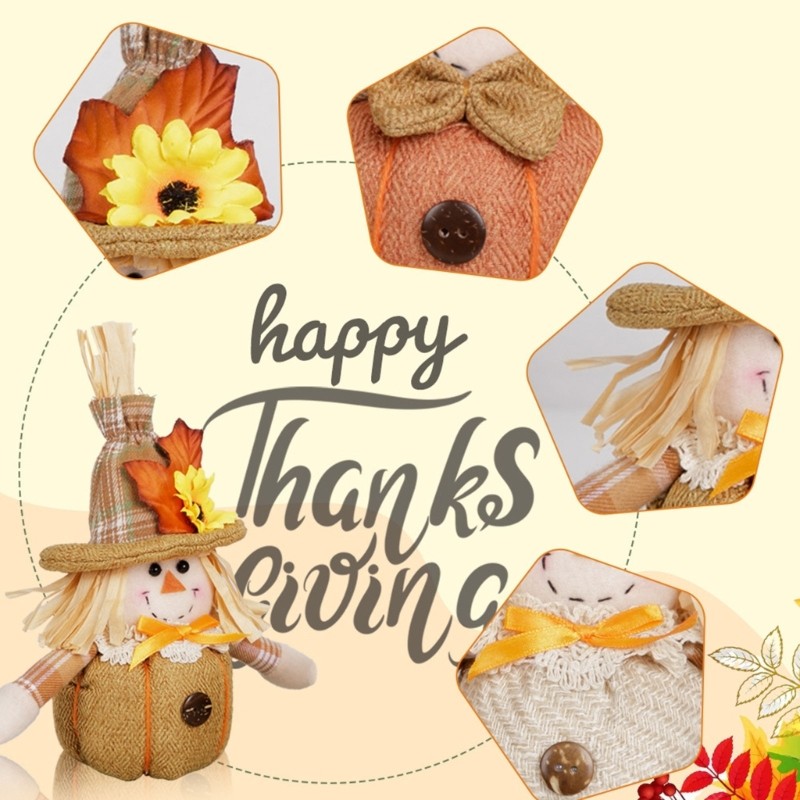 Polyester Cloth Scarecrow Figure Seasonal Tabletop Display for Holiday Event