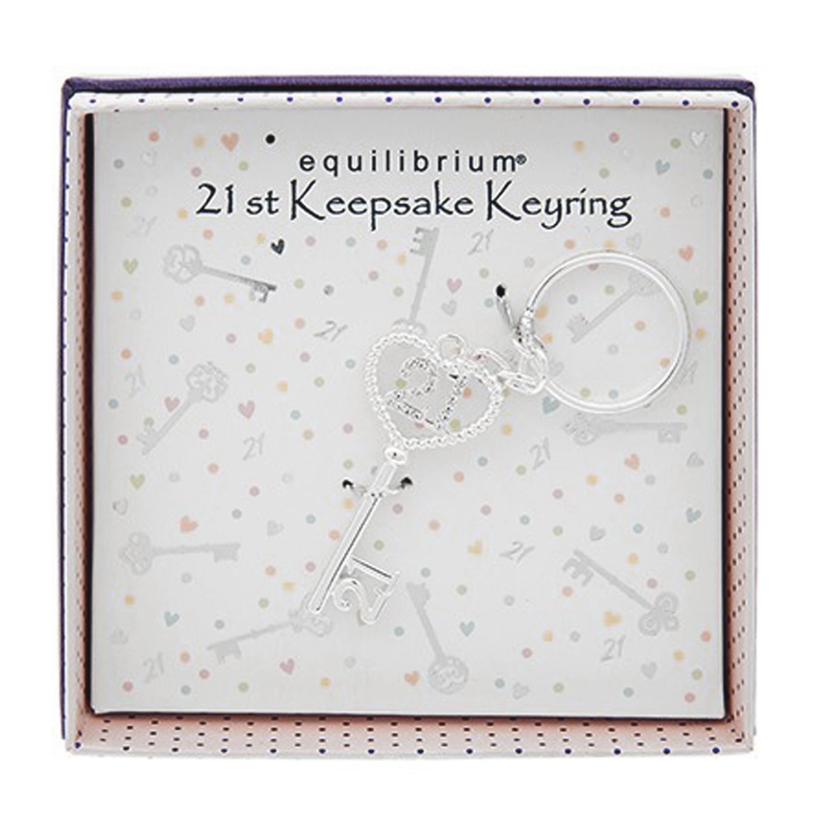 Silver Birthday Key Keepsake Keyring with Diamante Detail – 21st