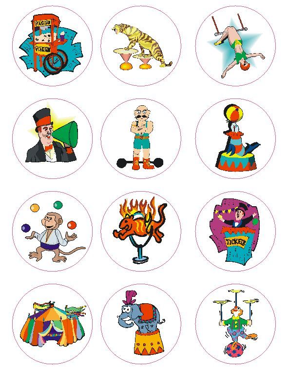 Circus Carnival Labels Stickers Decals CRAFTS Teachers SCHOOLS Made In USA #D28