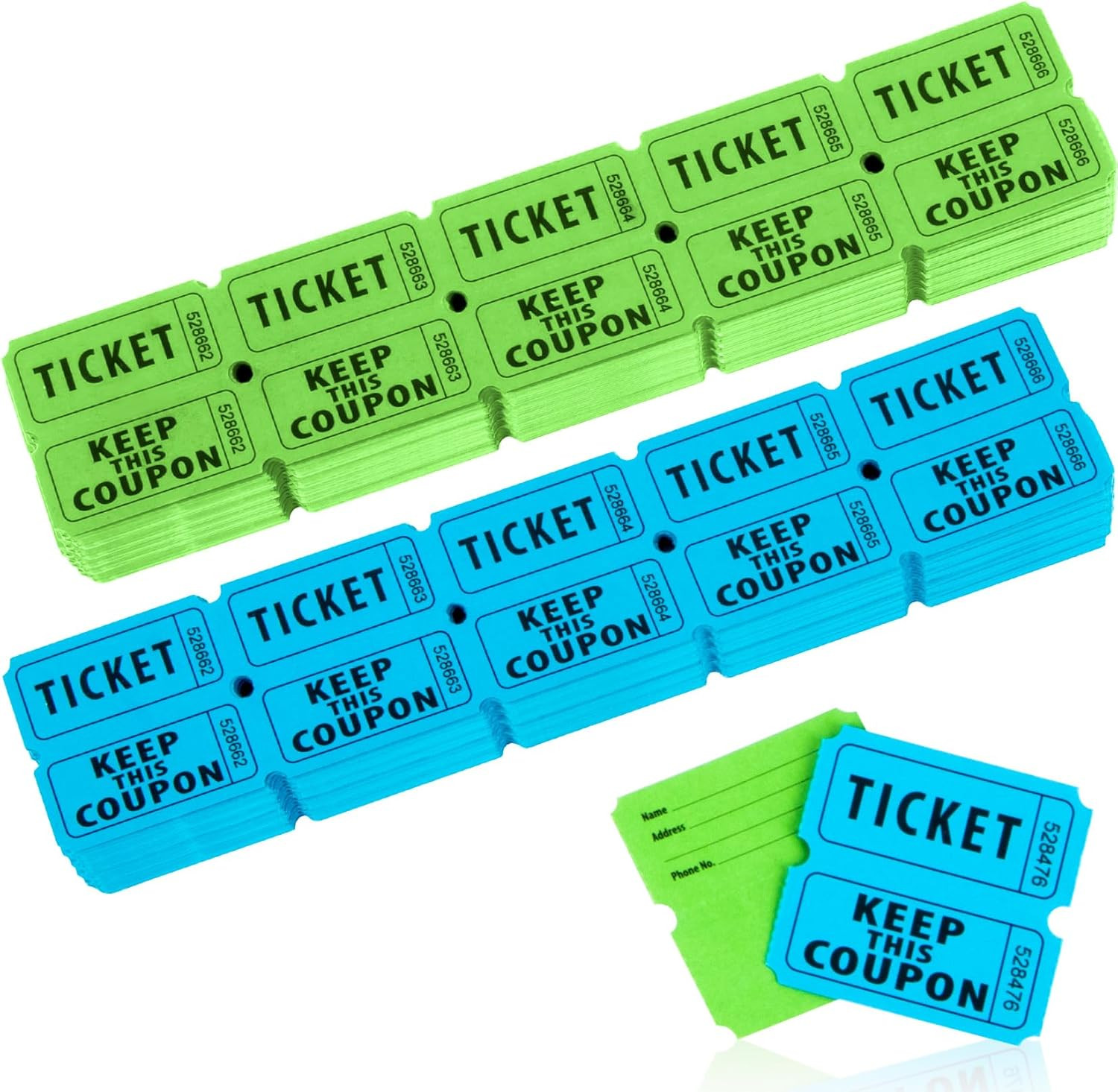 800PCS Raffle Tickets Roll – 50/50 Double Raffle Tickets, Perforated Line Consec
