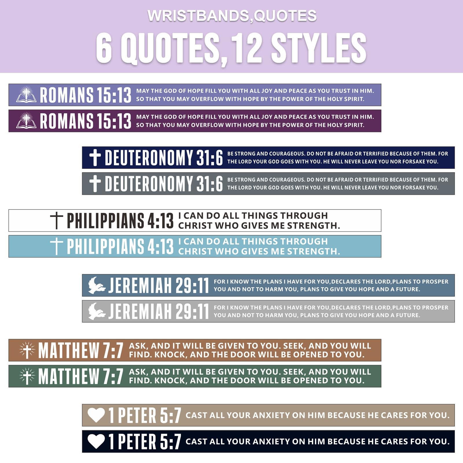 12-Piece Bible Verse Bracelets – Christian Scripture Silicone Wristbands for …