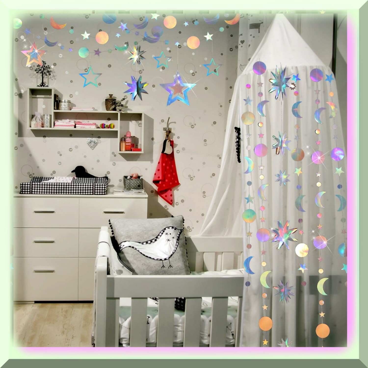 Iridescent Star Garland for Celebrations