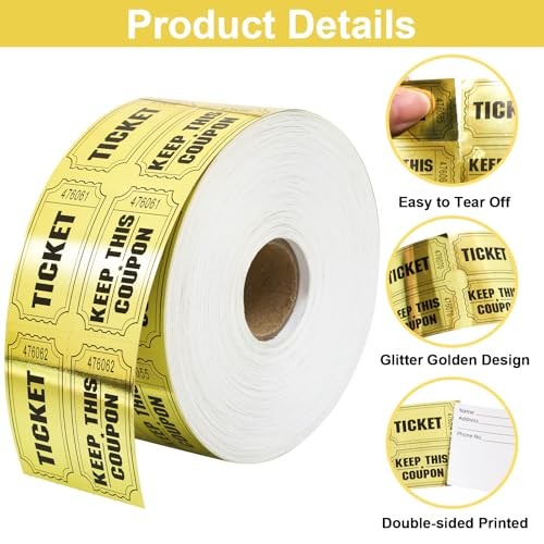 Metallic Gold Raffle Tickets Double Roll