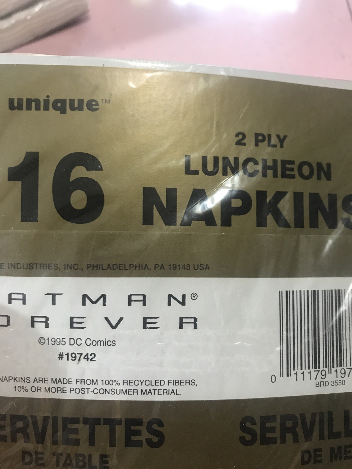 1995 Batman Forever DC Comics Unique 16 Birthday Party Lunch Napkins Superheroes