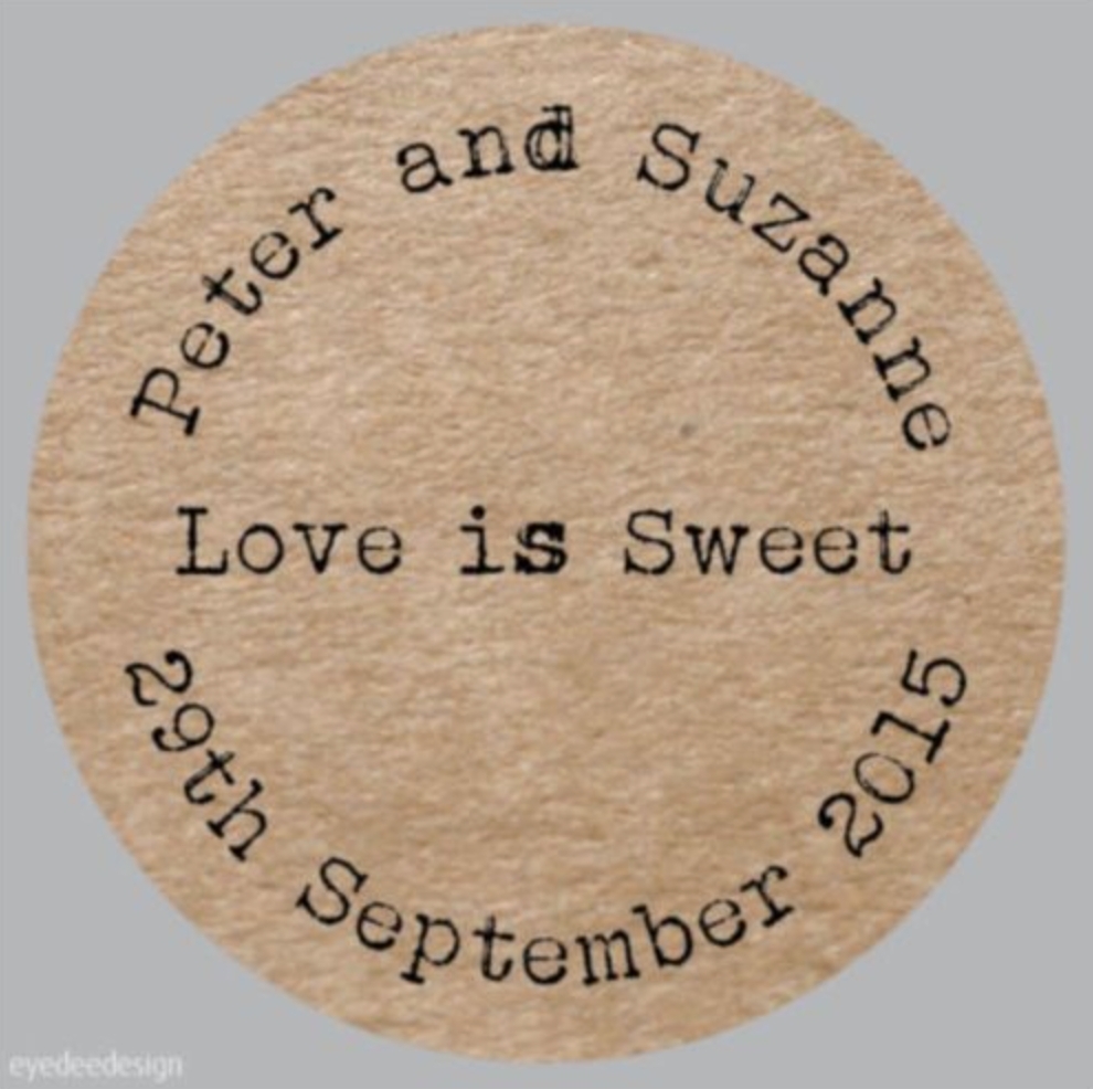 Personalised Wedding Shabby Brown Kraft Effect Favours Love Cake -257