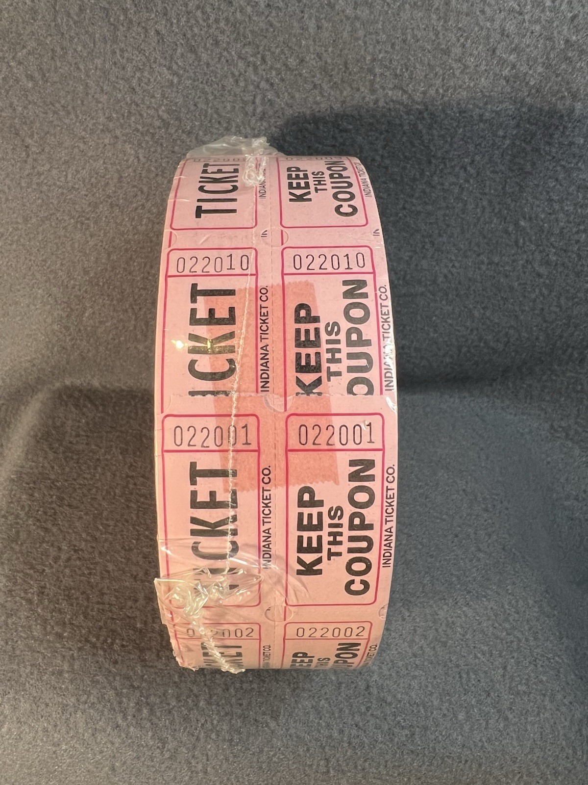 Roll of 2000 Pink Double Stub Raffle Tickets Split New Sealed