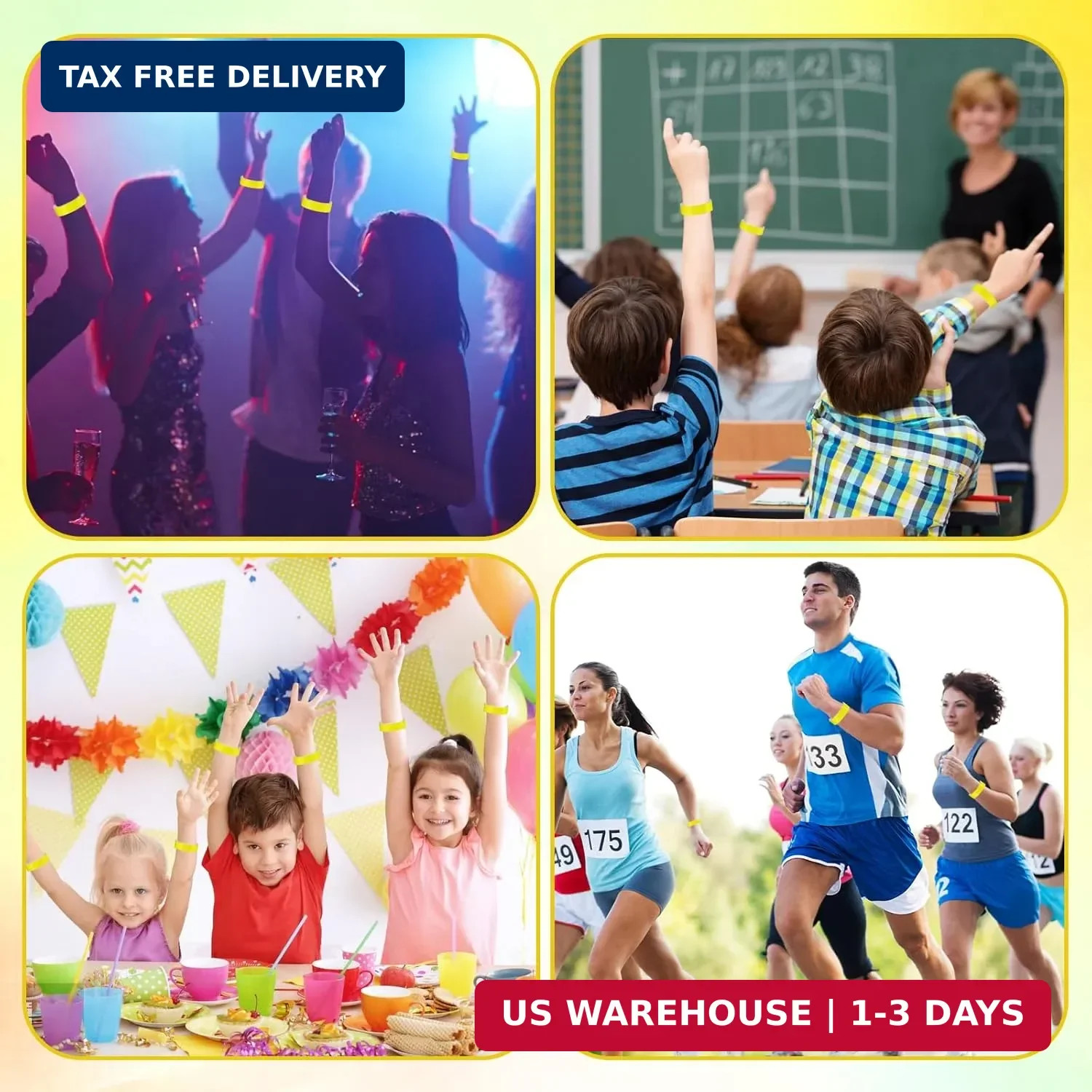 800PCS Yellow Wristbands for Events Wrist Bands Colored Paper Bracelets Wristban