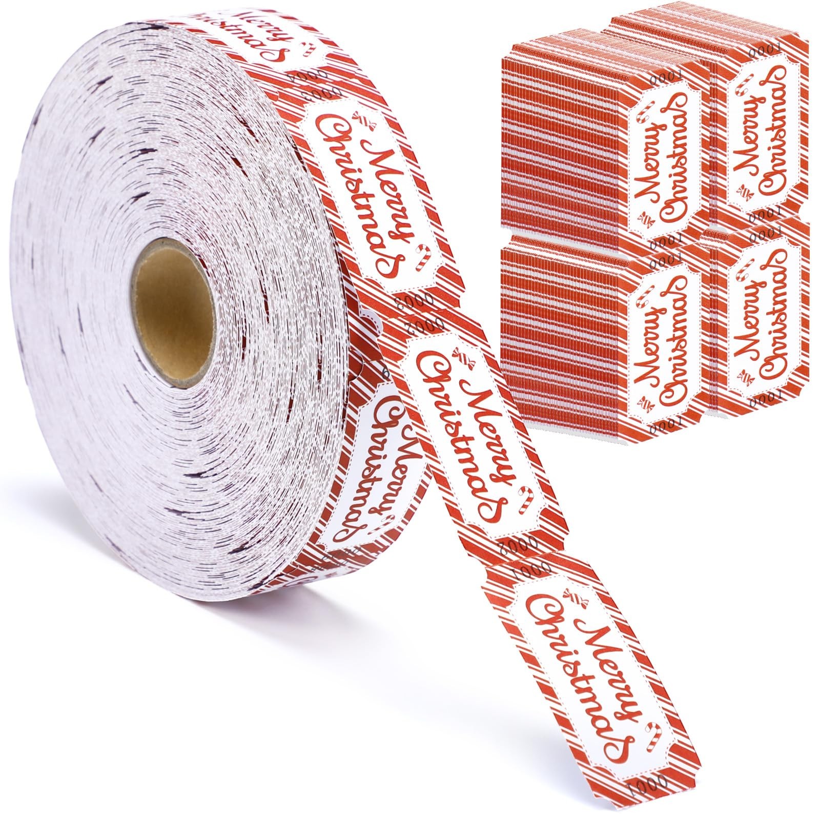 1000 Pcs Christmas Tickets Roll Single Merry Christmas Raffle Tickets Red Num…