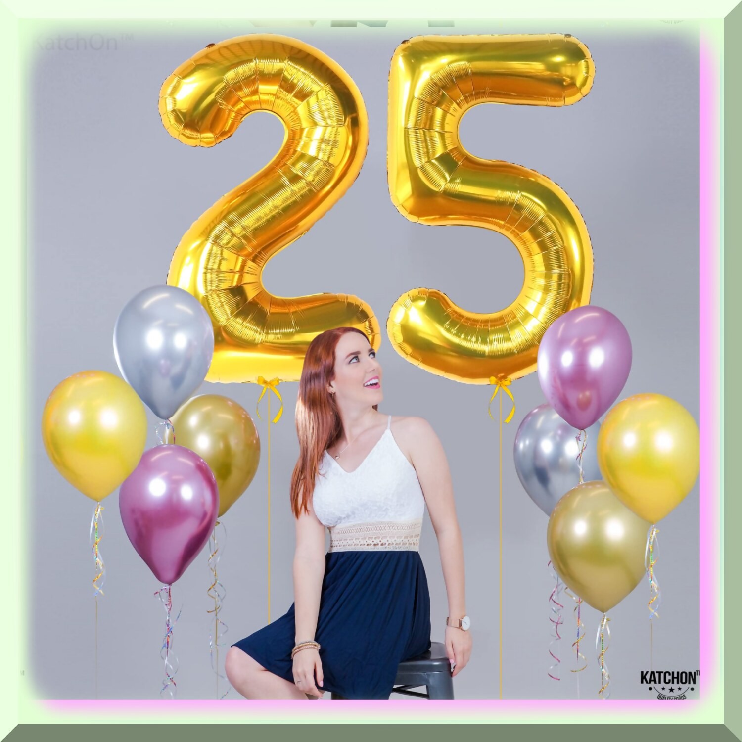 25 Number Gold Balloon Set for Celebrations