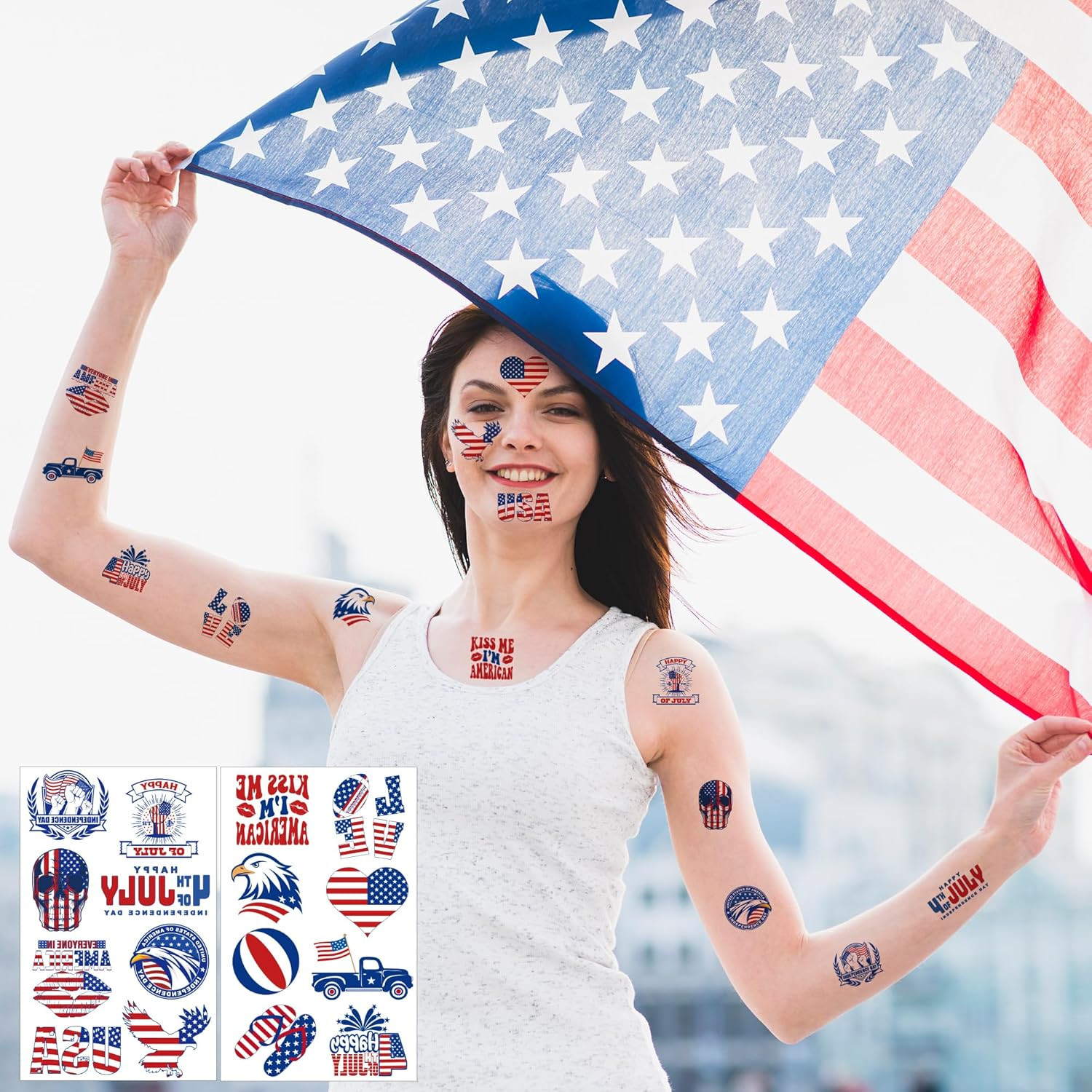 4Th of July Outfits for Women – 120 Pack Red White and Blue USA Flag Patriotic T
