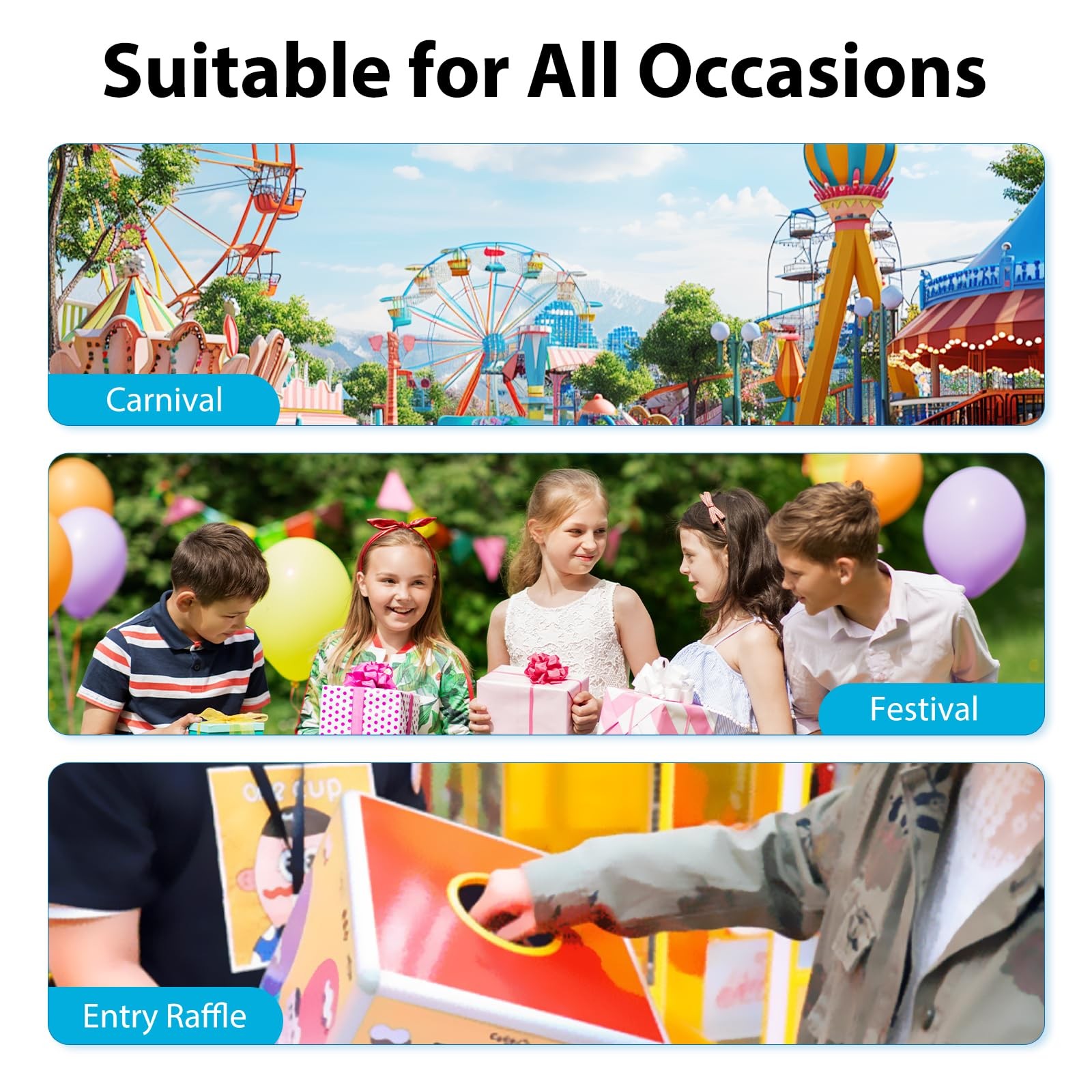 Large Raffle Tickets Good Luck Entry Cards Fundraiser Prize Events 600 PCS