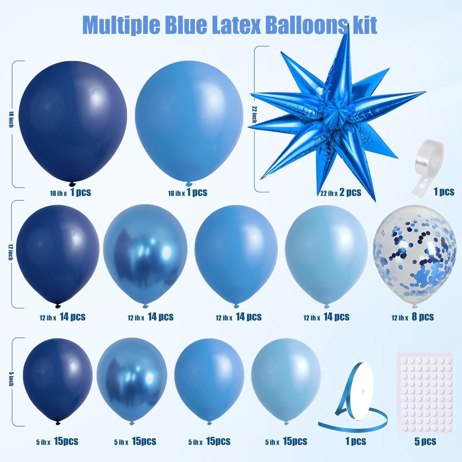 KARLURE Blue Balloons Arch Kit, 6 inches x 10 x 0.6 inches, Multi-blue