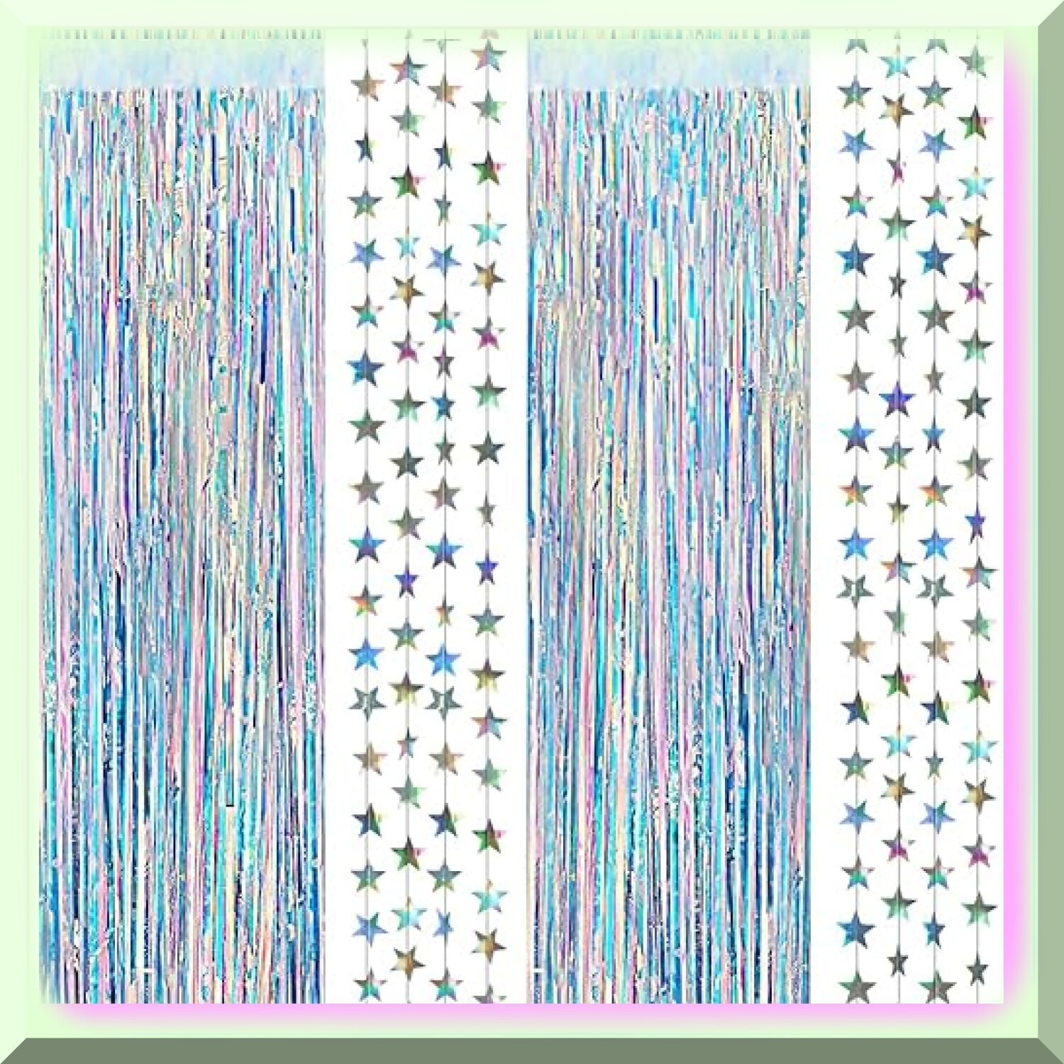 Iridescent Tinsel Curtain Backdrop for Celebrations