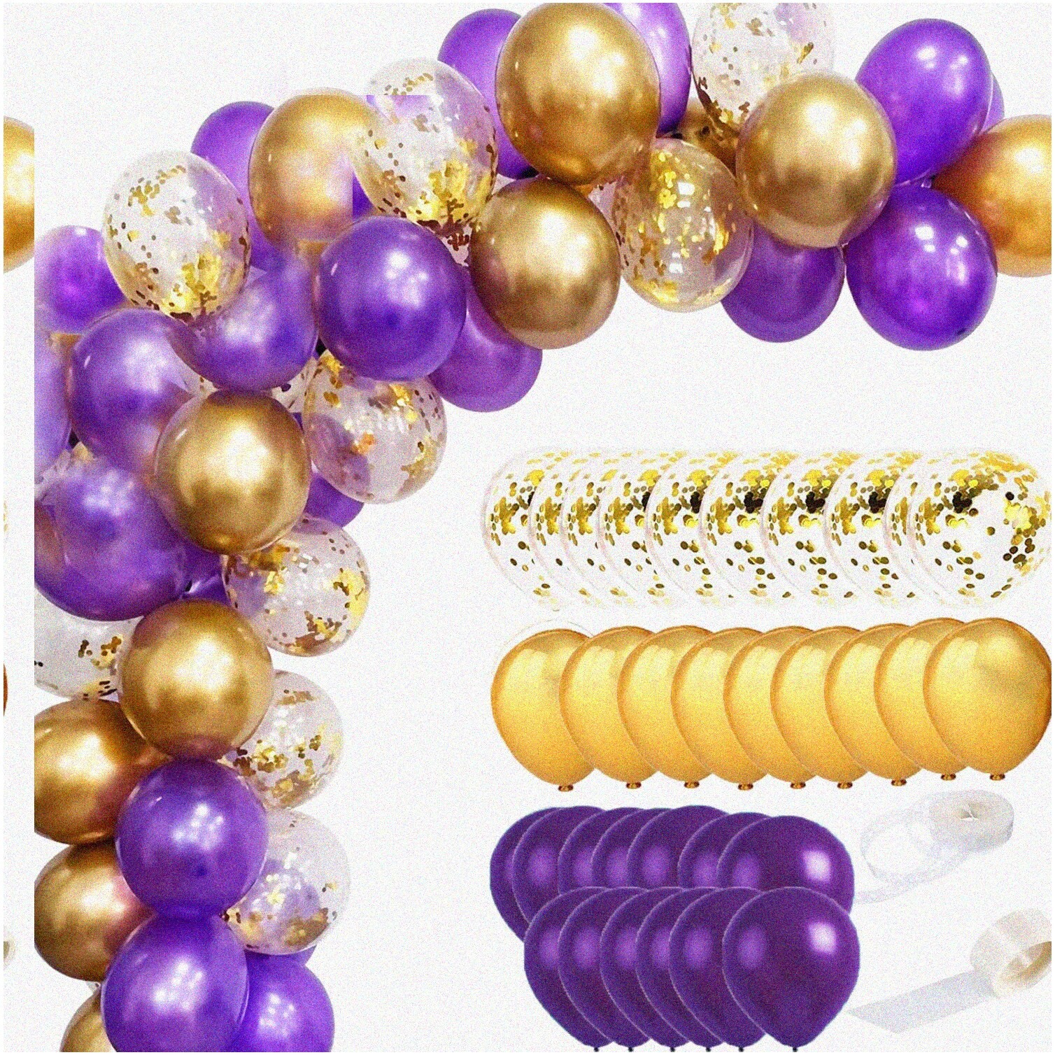 Purple and Gold Graduation Balloon Set 45 Pieces