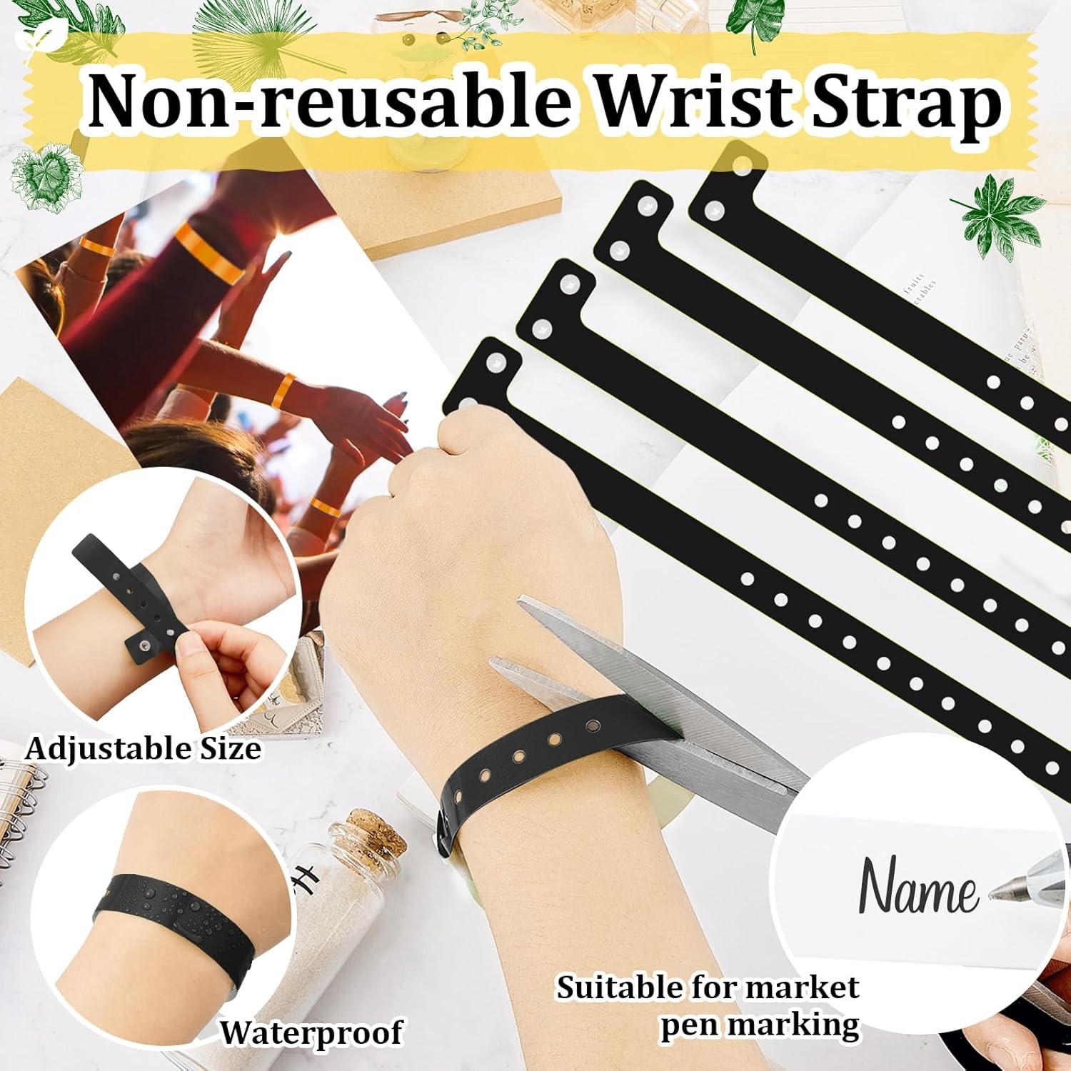 300 Pcs Black Plastic Wristbands for Events Vinyl Wristband Plastic Bracelet …