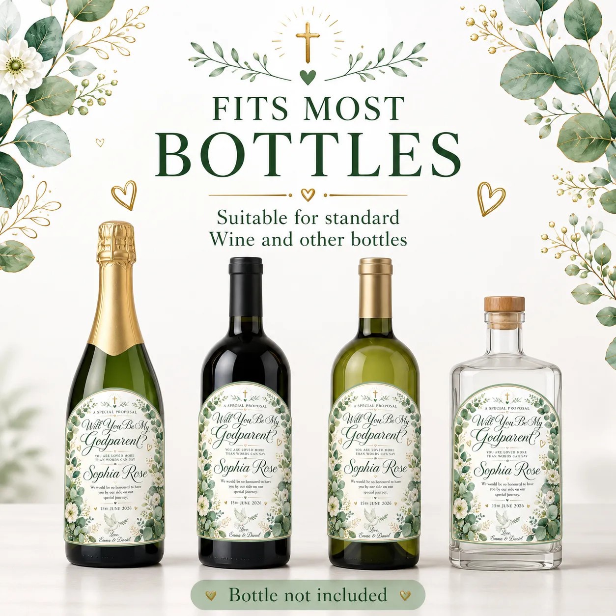 Personalised Godparent Proposal Bottle Label Sticker Godparent Gift