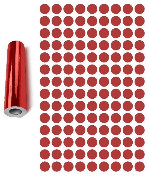 3/8″ Dots Round Vinyl Color Code Inventory Label Dot Stickers Chrome Red