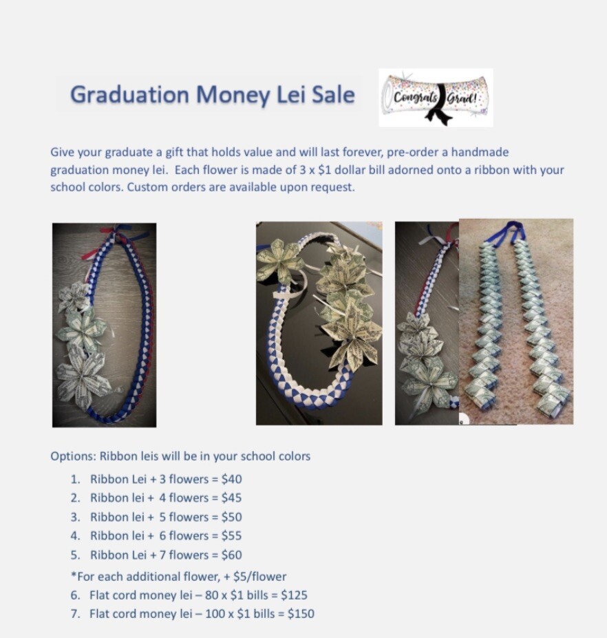 2024 Graduation Money Lei with school color ribbon