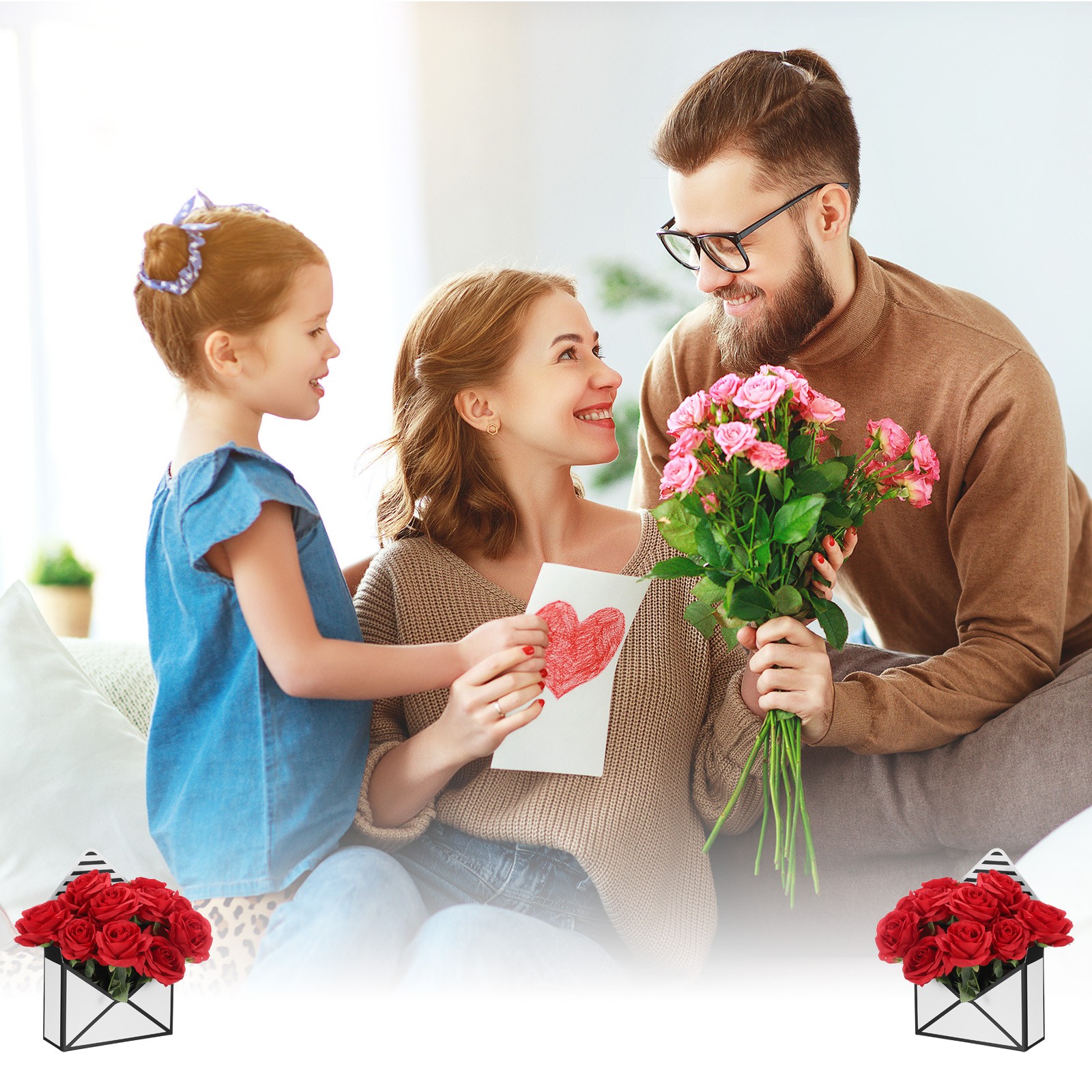 Paper Flower Gift Bags 5Pcs Paper Bouquet Flower Envelope Gift Bag